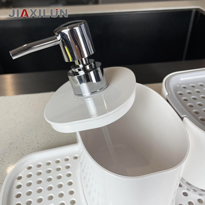 2024 distributore di sapone <span class=keywords><strong>liquido</strong></span> in <span class=keywords><strong>plastica</strong></span> bianca di ultimo prodotto per piatti caldi da cucina porta spugna per lavaggio con organizzatore Extra - Product Image 2