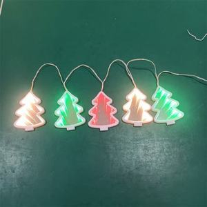 Christmas <b>Tree</b> Infinity Mirror String <b>Lights</b> Acrylic Half Mirror PVC Frame Custom Size OEM <b>Xmas</b> Home Decoration Wholesale - Product Image 1