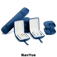 Boîte à bijoux de luxe en velours en gros, ensemble de boîtes de rangement portables pour bijoux, boîte d'emballage personnalisée avec logo pour cadeau de demande en mariage