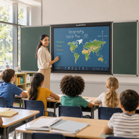 Tableau blanc interactif 4K de 65 pouces, système double Android Windows, système intelligent tout-en-un, écran tactile pour bureau et salle de classe