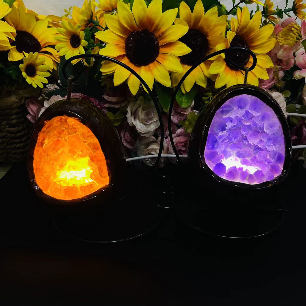 天然アメジストジオードランプポリッシュナイトライトクリスタル