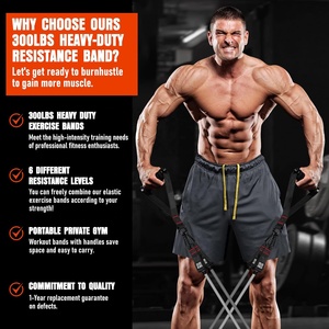 Fasce di Resistenza Pesanti 300LBS con Maniglie Comode per Allenamento Fitness, Potenziamento Muscolare, Yoga, Attrezzatura da Palestra Domestica - Product Image 5