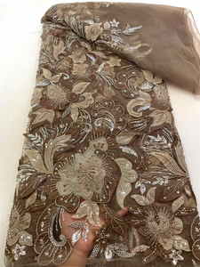 NI.AI 2026 Tela de Encaje de Lujo con Apliques Florales 3D, Lentejuelas Pesadas y Bordado de Tul para Aso Ebi Nigeriano - Product Image 6