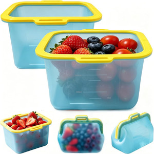 Reusable Foldable Vegetable Fruit Silicone Magnetic Freshness Preservation Storage Container - Product Image 1