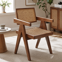 Fauteuil en rotin et bois de style Mid-Century, chaise longue tressée en cannage pour salon, café, hôtel, vente en gros