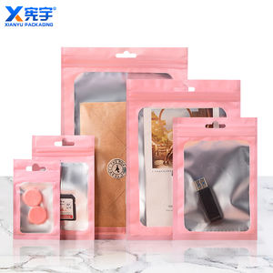 Tas paket pelangi holografik merah muda kustom ritsleting perhiasan tas Mylar plastik tahan air dapat ditutup kembali - Product Image 2