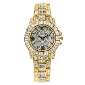 Orologi <span class=keywords><strong>da</strong></span> <span class=keywords><strong>Polso</strong></span> <span class=keywords><strong>da</strong></span> <span class=keywords><strong>Uomo</strong></span> Completamente Tempestati di Diamanti, Stile Hip Hop, in Lega con Strass, Quadrante Dorato, Orologi Digitali, Cassa Quadrata, Quadrante in Vetro 18mm - Product Image 2