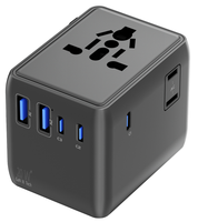 Adaptor Universal Desain All-In-One Pengisian Cepat 20W untuk Perangkat dengan 2 Port USB-A dan 3 Port USB-C Soket 2AC untuk Ponsel