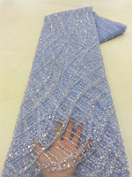 Nouvelle Tendance : Tissu en Dentelle Perlée Brodé de Perles et de Paillettes, Tissu de Mariage en Dentelle à Rayures