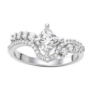Fabricante de Joyería, Anillo de Compromiso de Plata de Ley 925 con Circonita Cúbica de Corte Princesa, Personalizable con Logotipo o Muestras, para Mujer - Product Image 1