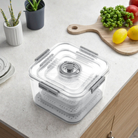 Transparante PET plastic keuken fruit- en groente bewaardoos, luchtdicht, BPA-vrij, food grade, stapelbaar, modern design, voor de koelkast