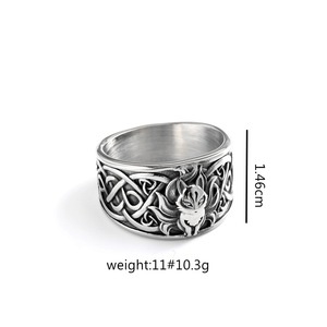 Anillo de Hombre de Acero Inoxidable Estilo Nórdico Vintage Yunnique, Diseño de Zorro de Nueve Colas Vikingo, Patrón Animal Geométrico, Estilo Hip Hop, Regalo - Product Image 5