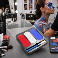 Kit de peinture pour le visage 3 couleurs rouge blanc bleu, peinture corporelle à base d'eau avec pinceau pour fête du drapeau national, Halloween, maquillage cosplay