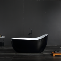 Baignoire japonaise DEWO EE690, baignoires profondes, blanc et noir ovales, 1,9 m, acrylique, autoportante, villa, intérieur/extérieur