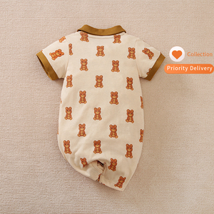 <span class=keywords><strong>Tutina</strong></span> Estiva per Neonati 0-24 Mesi, 100% Cotone, Manica Corta con Stampa Orsetto, Abbigliamento per Bambini - Product Image 3