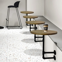 Petite table d'appoint murale de style industriel rétro avec cadre en fer forgé et plateau en bois de caoutchouc pour les salons de thé, les pâtisseries et les cafés