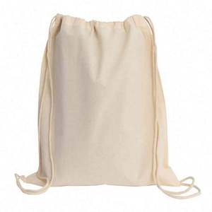 Durable Cotton <b>Drawstring</b> Tote Travel Storge Bag Blank Plain Canvas String <b>Backpack</b> With Custom Logo - Product Image 4
