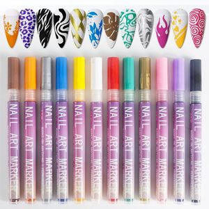 Rotulador de Uñas 3D con Logotipo Personalizado, Punta Fina de 0.5mm, 12 Colores, Juego de Marcadores Profesionales para Graffiti de Uñas, Marca Privada OEM - Product Image 2