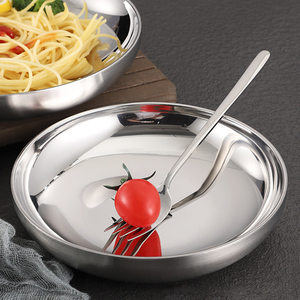 <span class=keywords><strong>Assiette</strong></span> Ronde Double Couche en Acier Inoxydable pour Plats Coréens Kimchi, Technique Givrée, Qualité Alimentaire, pour Dîner et Dessert, Utilisation Extérieure - Product Image 3