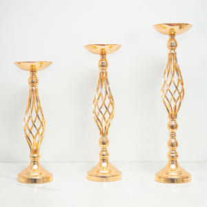 Adornos <span class=keywords><strong>para</strong></span> Mesa de Boda Estilo Chino, Portavelas de Hierro Dorado, Decoración de <span class=keywords><strong>Camino</strong></span> de Mesa con Diseño de Flores - Product Image 3