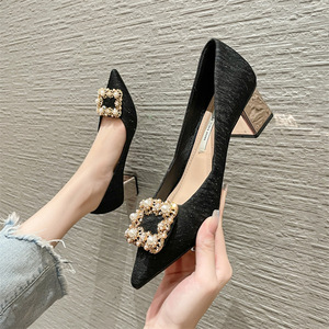 Factory Wholesale High <b>Heels</b> Women Temperament Pointed Head Shallow Mouth Single Shoes - Product Image 1