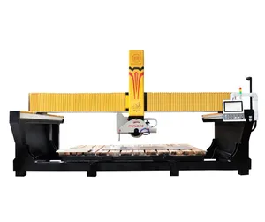 Gergaji jembatan CNC 5 sumbu, mesin pemotong batu marmer granit dengan fungsi penggilingan untuk meja dapur