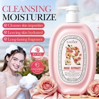 Offre Spéciale SADOER – Gel Douche Moussant Hydratant et Régulateur de Sébum à la Rose et à la Lavande, Parfum Longue Durée, Nettoyage en Profondeur, Effet Blanchissant