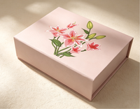 Boîte cadeau pliable artisanale, emballage floral réaliste, boîte cadeau rigide magnétique, boîte cadeau fleurie de luxe, boîte cadeau pliable en papier