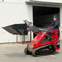 Derette V1000 Pro Grosir China Mini Loader Mesin Diesel Stand on Skid Steer Loader XC1100 Dengan Lampiran Hidrolik