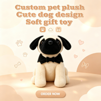 Boneka Anjing Pug Kustom, Mainan Hewan Peliharaan Lucu, Boneka Super Lembut Bersulam, Maskot Penghilang Stres, OEM ODM MOQ Rendah