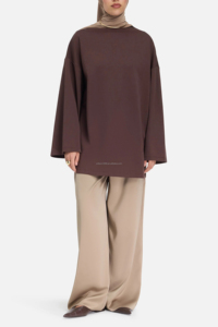 Customize Logo Cotton Modest Shirt <strong>Abaya</strong> Oversized T-Shirt Casual Women Islam Autumn Loose Fit Tops - Product Image 2