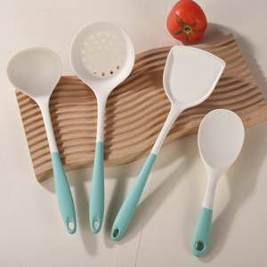 Silicone Spatula Set 4 Pieces Food Grade Heat Resistant Non Stick Cooking <b>Utensils</b> For Stir Fry Soup Ladle Kitchen Tools - Product Image 2