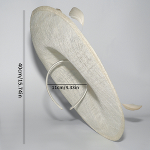Factory Custom Ladies Elegant Wedding <strong>Fascinator</strong> High Quality Sinamay Bow Feather Church Hats <strong>White</strong> <strong>Fascinators</strong> for Women - Product Image 3