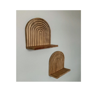 Étagère flottante en <span class=keywords><strong>bois</strong></span> en forme d'arche : Décoration d'intérieur bohème minimaliste - Product Image 5