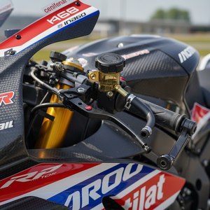 レーシングバイク用ブレーキポンプオイルカップ、斜めノズルとオイルパイプ付き透明リザーバータンク（ダートバイクATV用） - Product Image 3