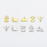 Vente en gros de pendentifs en acier inoxydable plaqué or avec breloque vache, chat et chien pour le bricolage et la fabrication de bijoux pour femmes