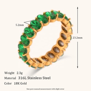 <strong>Ding</strong> Ran Women Accessories Jewelry <strong>Rings</strong> Stainless Steel Colorful Gold Plated Oval Zircon <strong>Rings</strong> - Product Image 4