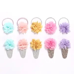 Ins Hot Same Kids Hair Ties Elastic Pastel Popular Brand New Kids Fabric Colorful Flower Hair Accessories For Low Price