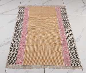 Indian <b>Boho</b> Kilim Style Cotton Dhurrie <b>Rug</b> Hand Block Printed Handmade Carpet Floor <b>Rug</b> Home Decor - Product Image 3