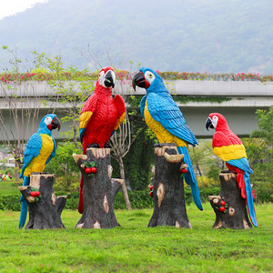 Scultura Realistica di Pappagallo Macaw in Resina, Decorazione per <span class=keywords><strong>Giardino</strong></span> e Patio, Protezione UV, per Mostre Zoo, Arte Paesaggistica Naturale - Product Image 1