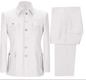 2025 Men's <strong>Suit</strong> 2 Pieces African Clothing Workwear Style Simple <strong>Suit</strong> for Men Slim Fit <strong>Suit</strong> Stand Collar <strong>Safari</strong> - Product Image 3