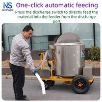 Chariot d'alimentation automatique pour bétail en acier inoxydable antirouille avec agitation et décharge par pression