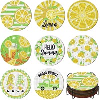 Kits de peinture diamant 5D personnalisés DIY avec support, sous-verres en bois avec base en liège, motif Mandala Fleur, pour Noël, ensemble de dessous-de-verre artistiques en diamant