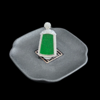 Pendentif en jadéite naturelle de type A birmane, pendentif en jadéite trapézoïdale, pendentif en jadéite unisexe, cadeau à porter au quotidien (avec NGTC)