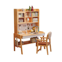 Bureau en bois massif avec étagère intégrée, table de rangement, bureau d'étude pour étudiants, usage domestique, bureau de rangement simple