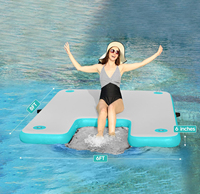 Plateforme de quai gonflable en PVC à haute flottabilité, économique, portable, pour sports nautiques, aire de jeux aquatique, usage hôtelier et de villégiature, 5-10 personnes