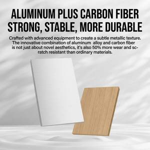 Mobile <span class=keywords><strong>bagno</strong></span> a parete in alluminio a nido d'ape con finitura in fibra di carbonio rovere chiaro, maniglia a incasso, specchio LED intelligente e <span class=keywords><strong>mensola</strong></span> aperta - Product Image 5
