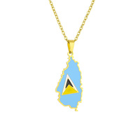 Collier personnalisé en acier inoxydable plaqué or 18 carats avec motif drapeau national, bijoux hip-hop pour cadeau de fête, vente chaude en gros