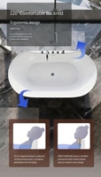 Baignoire rectangulaire autoportante en acrylique certifiée UPC CE, 60 pouces, moderne, avec chauffage à température constante et fonction bulles pour intérieur