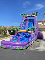 Vente flash : toboggan aquatique gonflable 8*4m en PVC, logo personnalisé en couleur, pour équipement de parc de trampoline commercial intérieur/extérieur